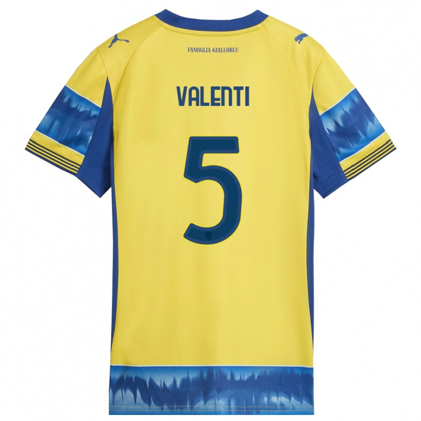 Danxen Homme Maillot Lautaro Valenti #5 Jaune Bleu Tenues Extérieur 2025/26 T-Shirt
