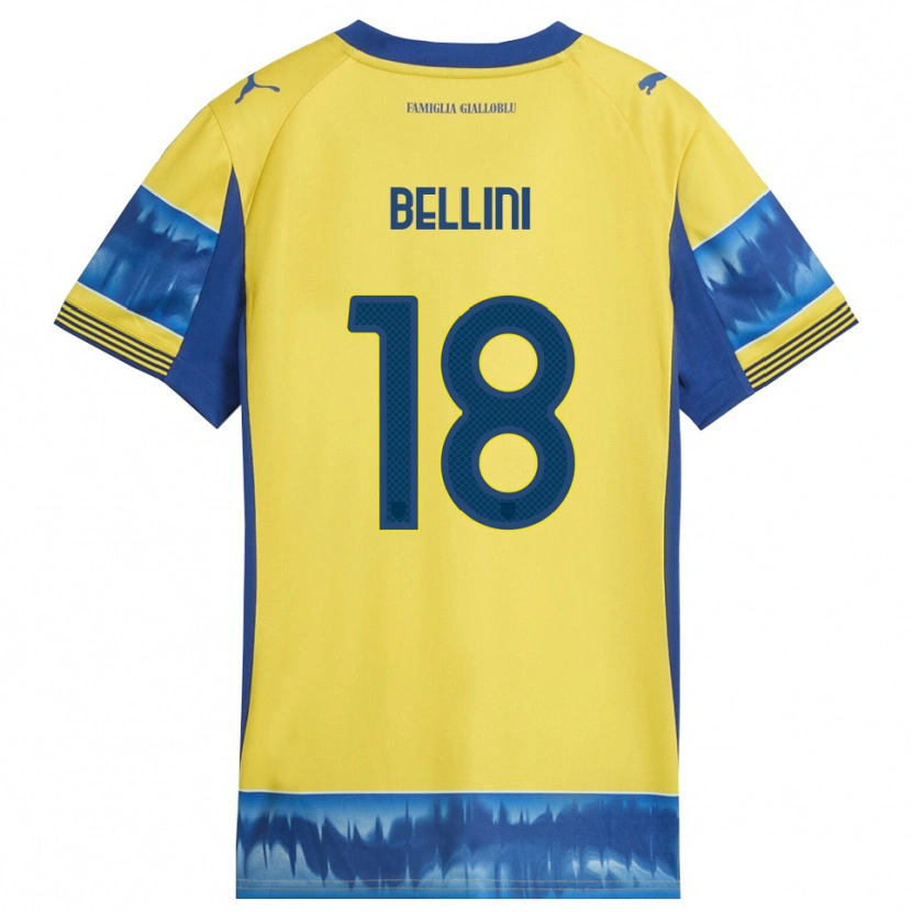 Danxen Homme Maillot Gabriele Bellini #18 Jaune Bleu Tenues Extérieur 2025/26 T-Shirt