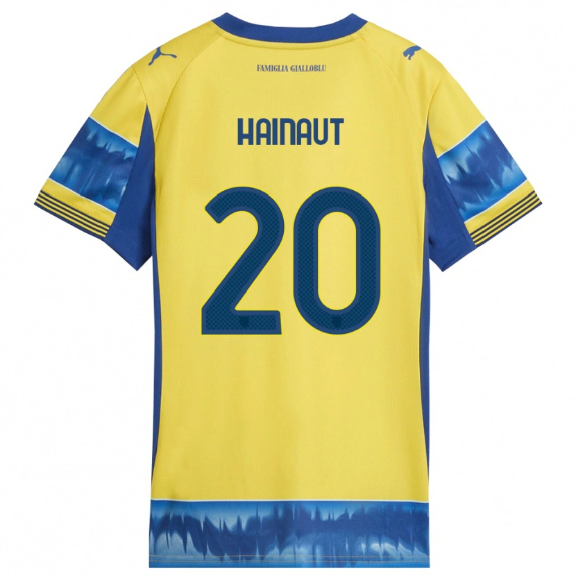 Danxen Homme Maillot Antoine Hainaut #20 Jaune Bleu Tenues Extérieur 2025/26 T-Shirt