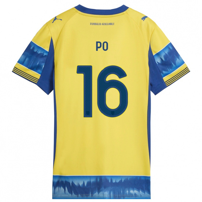 Danxen Homme Maillot Federico Po #16 Jaune Bleu Tenues Extérieur 2025/26 T-Shirt