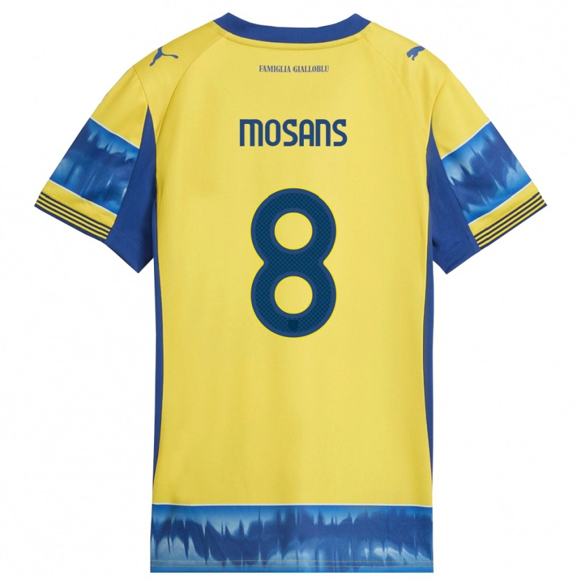 Danxen Homme Maillot Kristaps Mosans #8 Jaune Bleu Tenues Extérieur 2025/26 T-Shirt