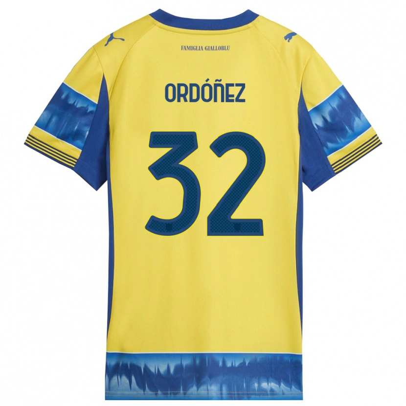 Danxen Homme Maillot Christian Ordóñez #32 Jaune Bleu Tenues Extérieur 2025/26 T-Shirt