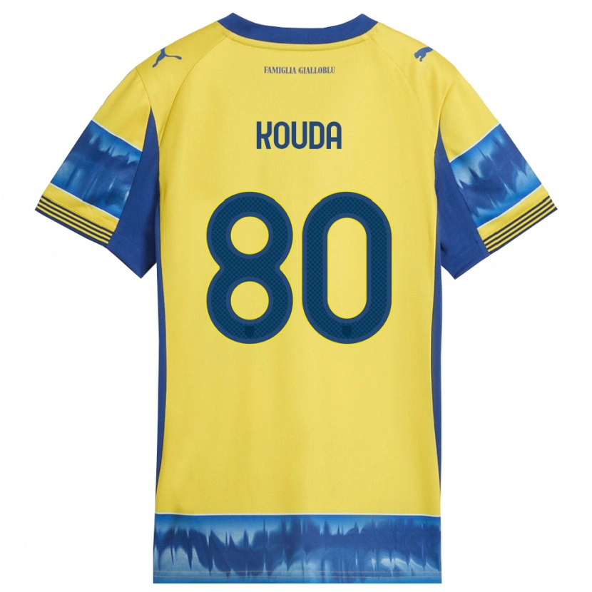 Danxen Homme Maillot Rachid Kouda #80 Jaune Bleu Tenues Extérieur 2025/26 T-Shirt