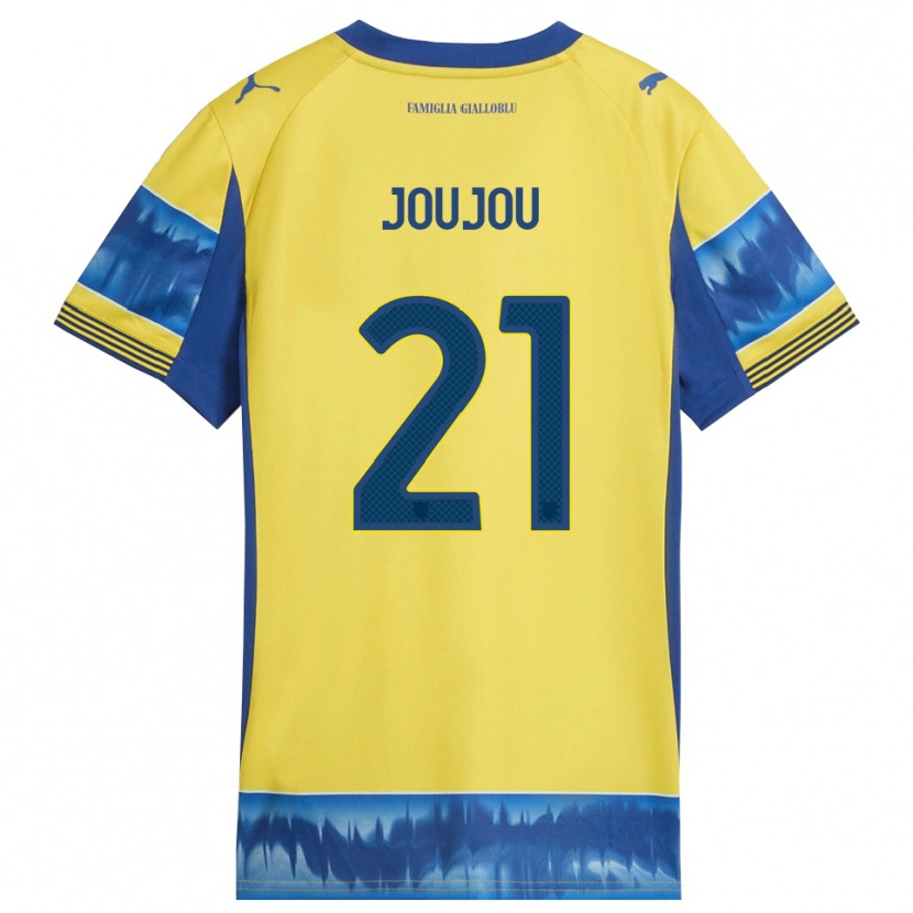 Danxen Homme Maillot Antoine Joujou #21 Jaune Bleu Tenues Extérieur 2025/26 T-Shirt