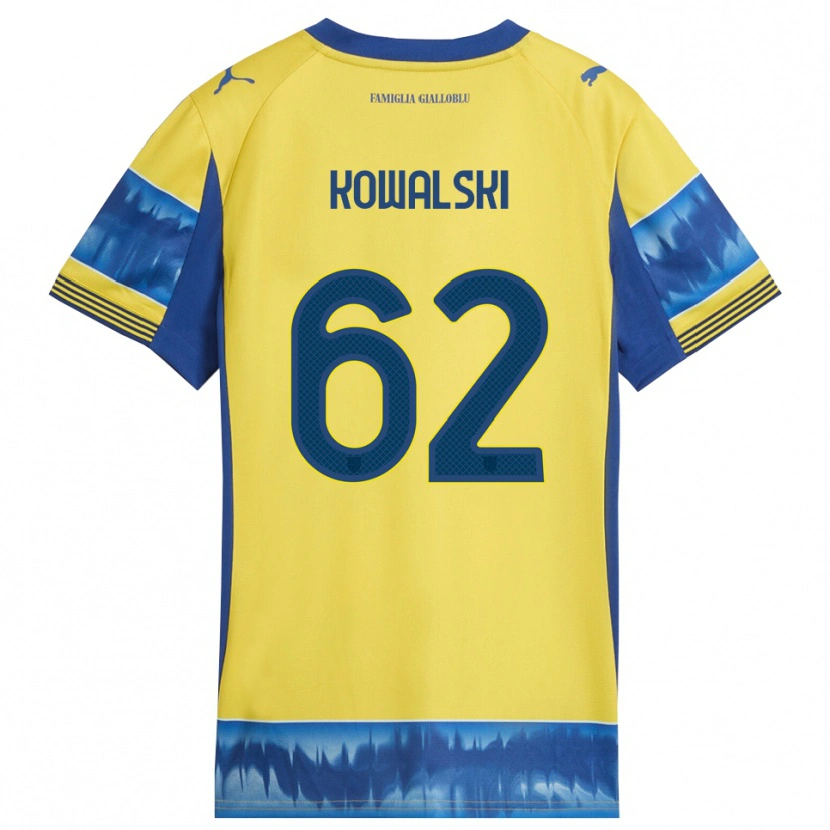 Danxen Homme Maillot Mateusz Kowalski #62 Jaune Bleu Tenues Extérieur 2025/26 T-Shirt