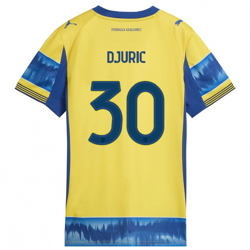 Danxen Homme Maillot Milan Djuric #30 Jaune Bleu Tenues Extérieur 2025/26 T-Shirt