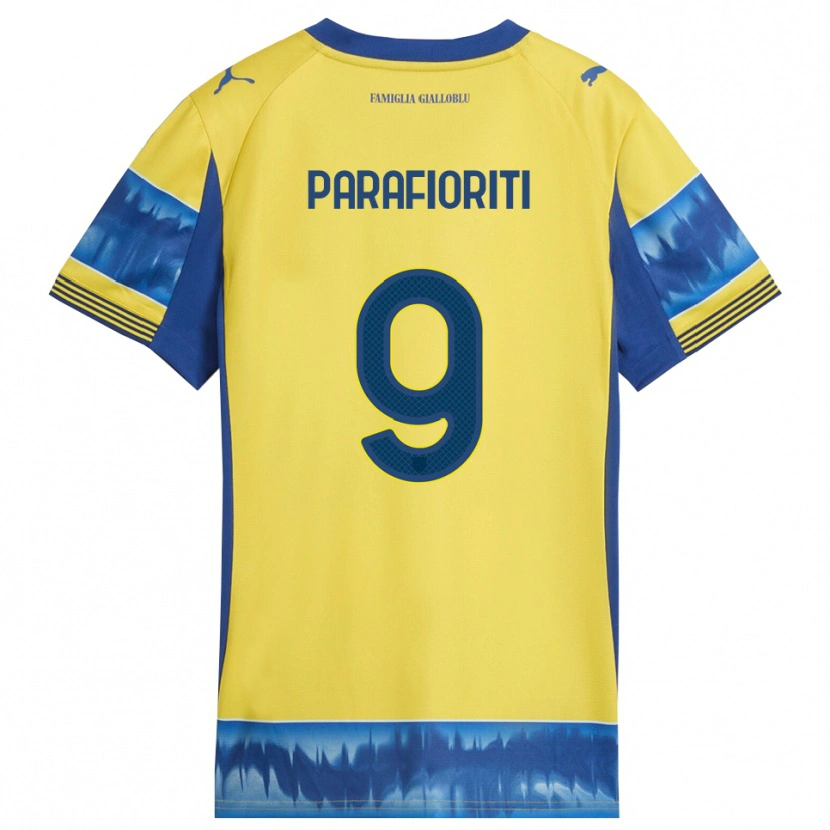 Danxen Homme Maillot Giovanni Parafioriti #9 Jaune Bleu Tenues Extérieur 2025/26 T-Shirt