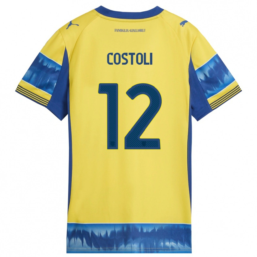 Danxen Homme Maillot Luca Costoli #12 Jaune Bleu Tenues Extérieur 2025/26 T-Shirt