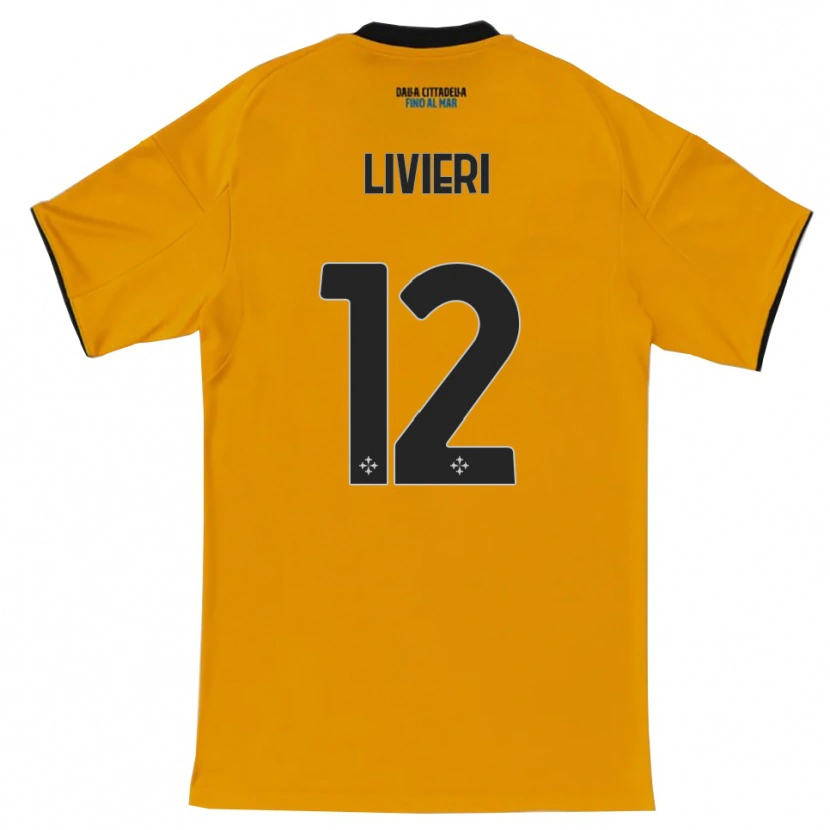 Danxen Homme Maillot Alessandro Livieri #12 Orange Bleu Tenues Extérieur 2025/26 T-Shirt
