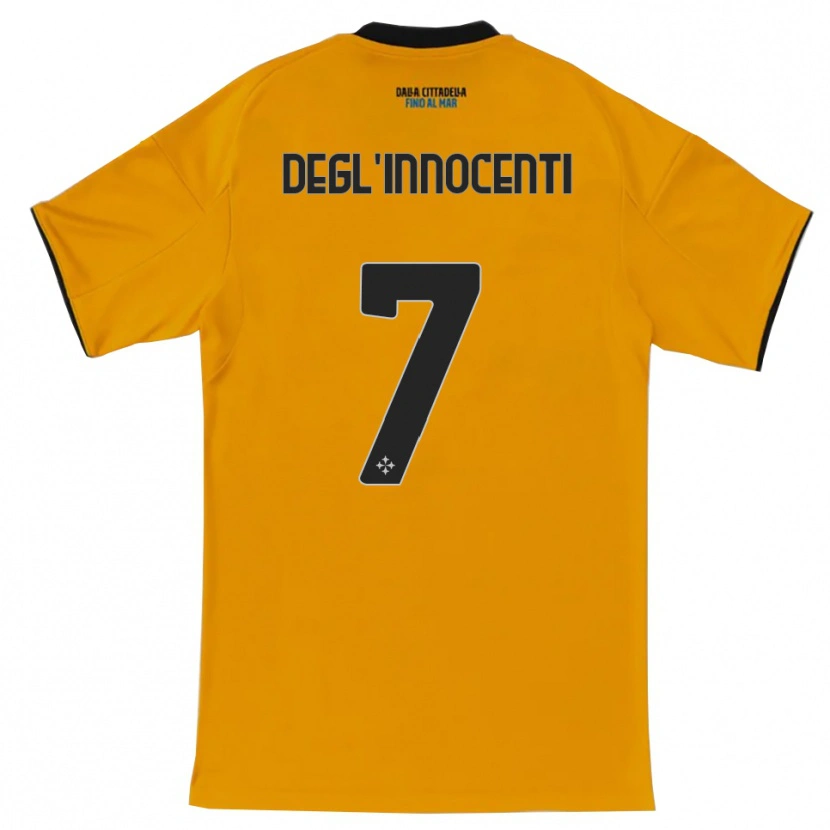 Danxen Homme Maillot Tommaso Degl'innocenti #7 Orange Bleu Tenues Extérieur 2025/26 T-Shirt