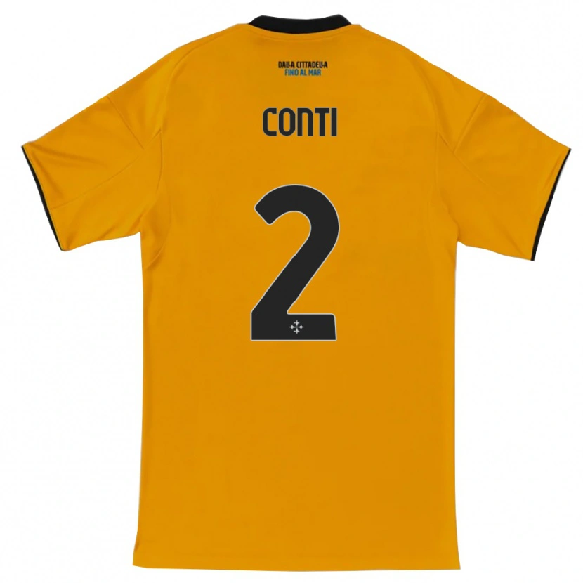Danxen Homme Maillot Niccolò Conti #2 Orange Bleu Tenues Extérieur 2025/26 T-Shirt