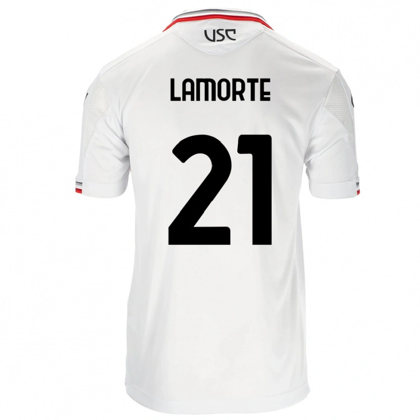 Danxen Homme Maillot Alessandro Lamorte #21 Blanc Rouge Tenues Extérieur 2025/26 T-Shirt