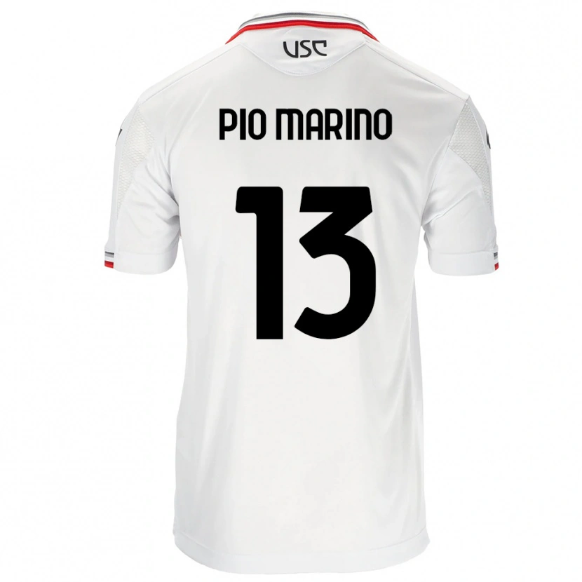 Danxen Homme Maillot Lorenzo Pio Marino #13 Blanc Rouge Tenues Extérieur 2025/26 T-Shirt