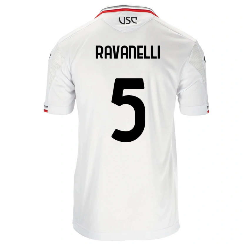 Danxen Homme Maillot Luca Ravanelli #5 Blanc Rouge Tenues Extérieur 2025/26 T-Shirt
