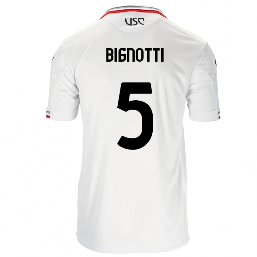 Danxen Homme Maillot Francesco Bignotti #5 Blanc Rouge Tenues Extérieur 2025/26 T-Shirt