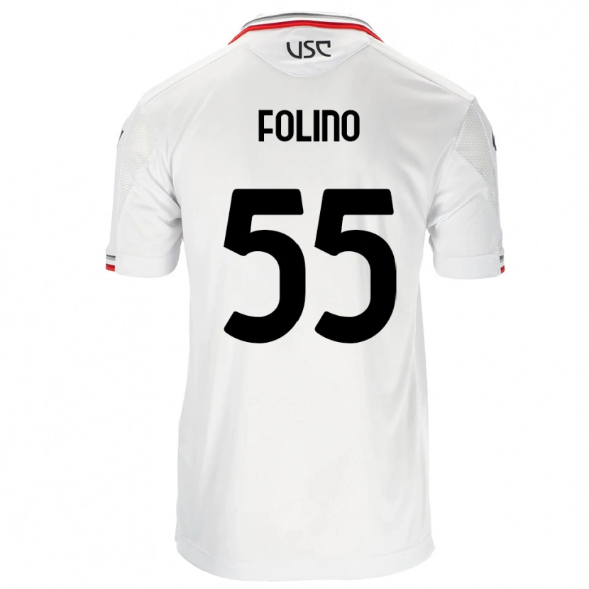 Danxen Homme Maillot Francesco Folino #55 Blanc Rouge Tenues Extérieur 2025/26 T-Shirt