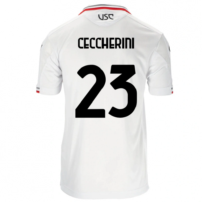 Danxen Homme Maillot Federico Ceccherini #23 Blanc Rouge Tenues Extérieur 2025/26 T-Shirt