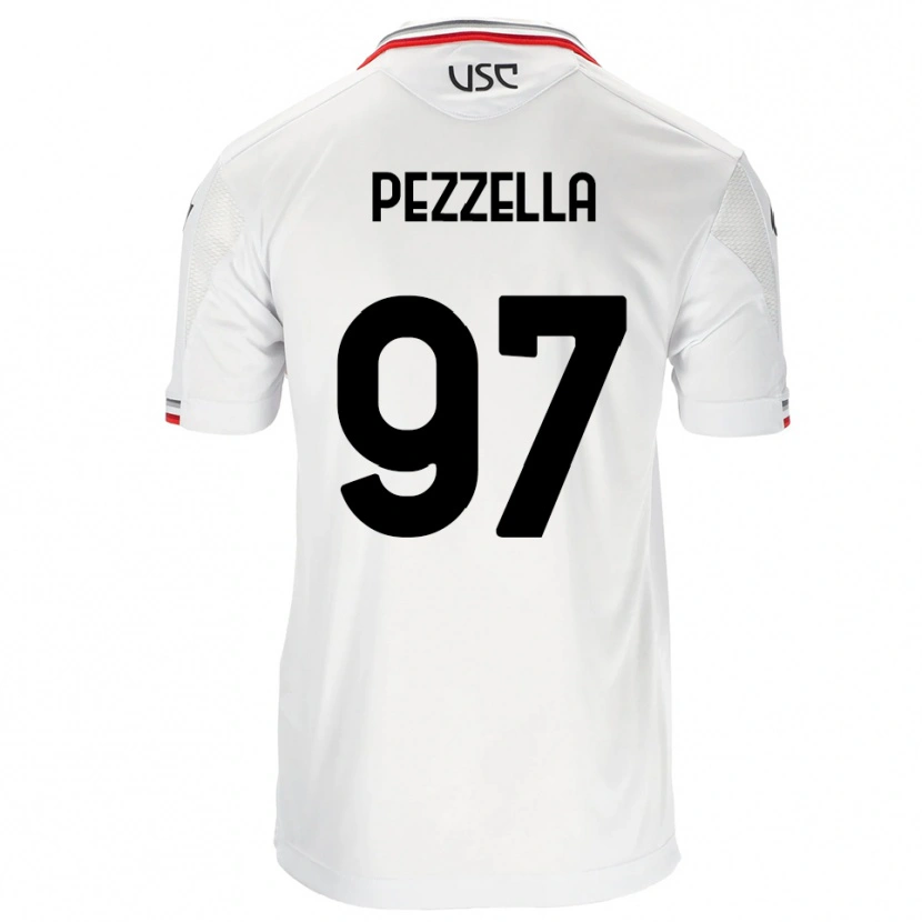 Danxen Homme Maillot Giuseppe Pezzella #97 Blanc Rouge Tenues Extérieur 2025/26 T-Shirt