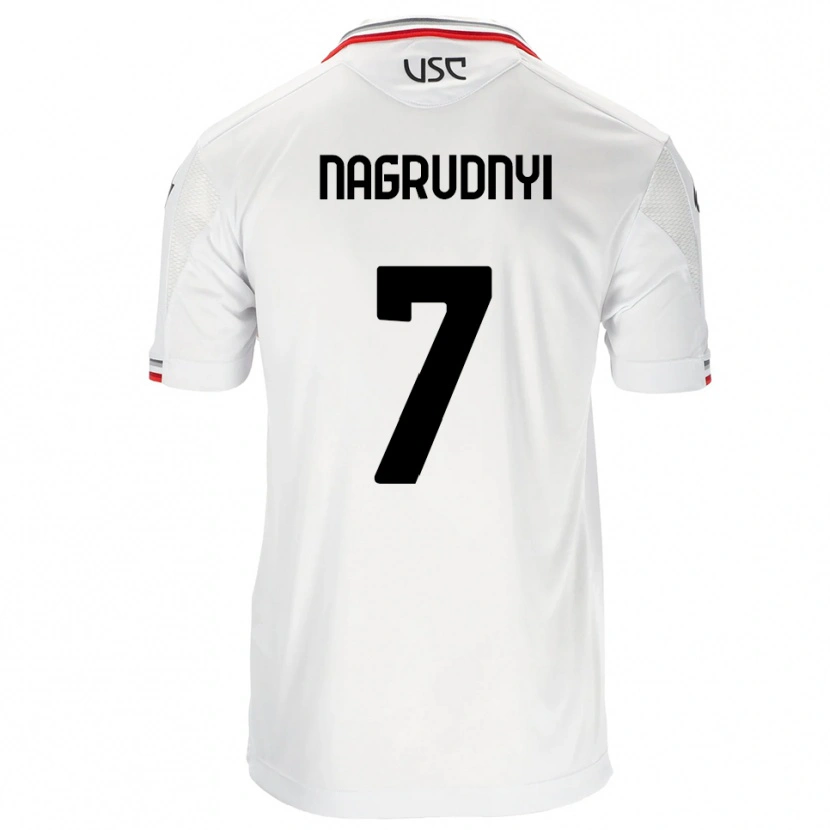 Danxen Homme Maillot Vladyslav Nagrudnyi #7 Blanc Rouge Tenues Extérieur 2025/26 T-Shirt