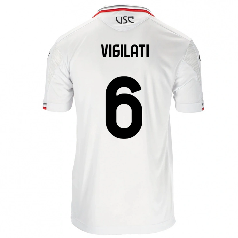 Danxen Homme Maillot Tommaso Vigilati #6 Blanc Rouge Tenues Extérieur 2025/26 T-Shirt
