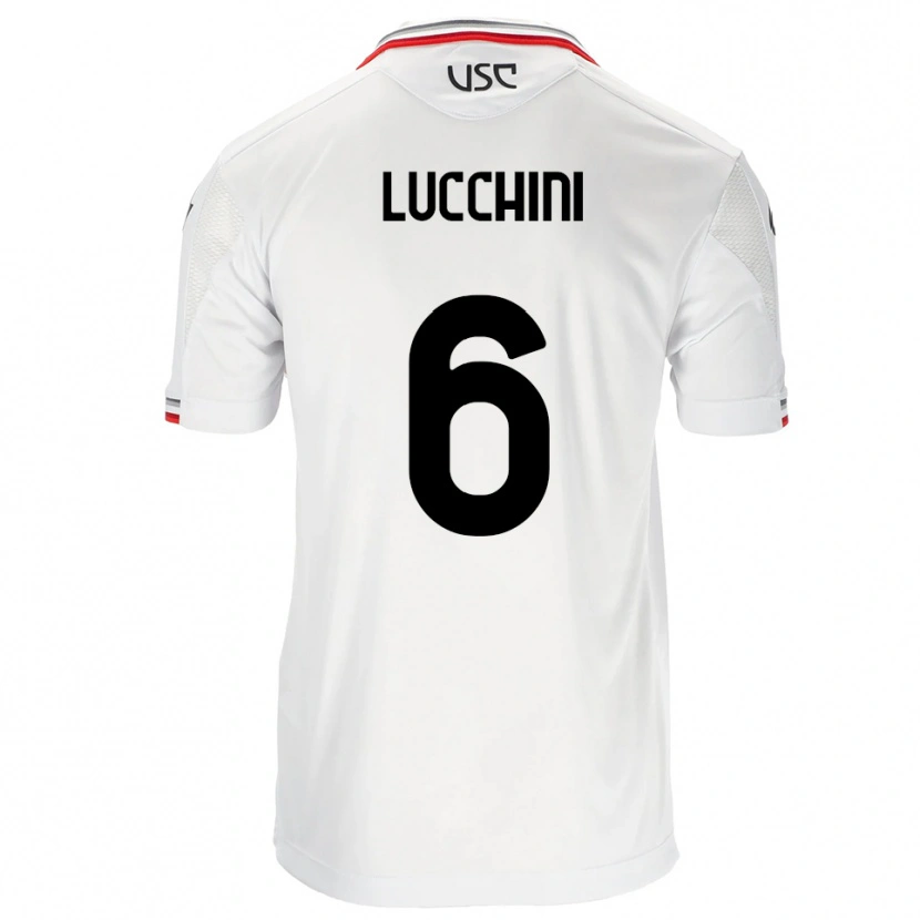 Danxen Homme Maillot Matteo Lucchini #6 Blanc Rouge Tenues Extérieur 2025/26 T-Shirt