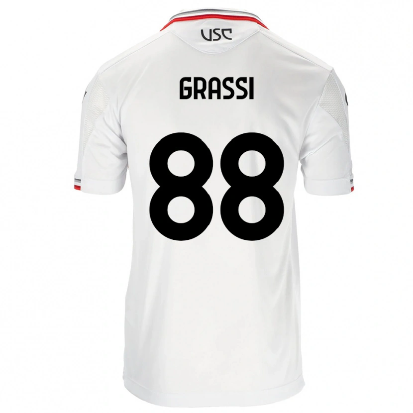 Danxen Homme Maillot Alberto Grassi #88 Blanc Rouge Tenues Extérieur 2025/26 T-Shirt
