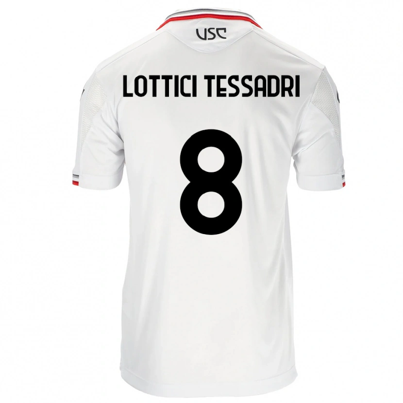 Danxen Homme Maillot Simone Lottici Tessadri #8 Blanc Rouge Tenues Extérieur 2025/26 T-Shirt