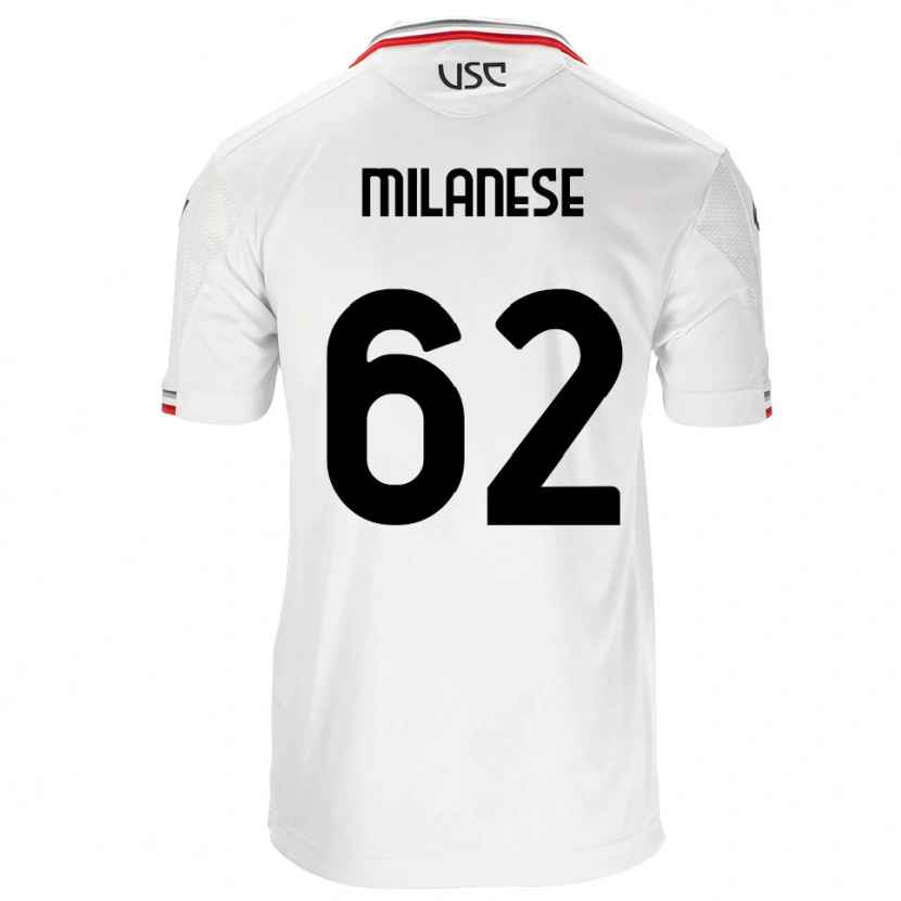 Danxen Homme Maillot Tommaso Milanese #62 Blanc Rouge Tenues Extérieur 2025/26 T-Shirt