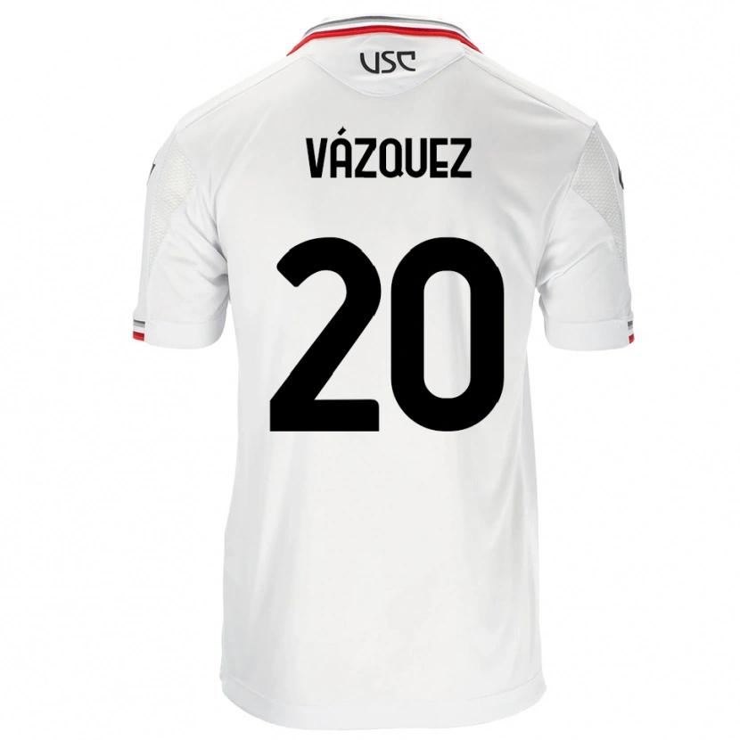 Danxen Homme Maillot Franco Vázquez #20 Blanc Rouge Tenues Extérieur 2025/26 T-Shirt