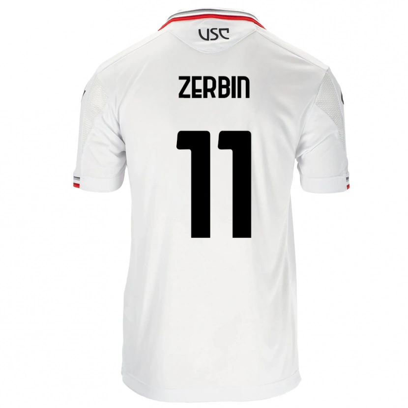 Danxen Homme Maillot Alessio Zerbin #11 Blanc Rouge Tenues Extérieur 2025/26 T-Shirt