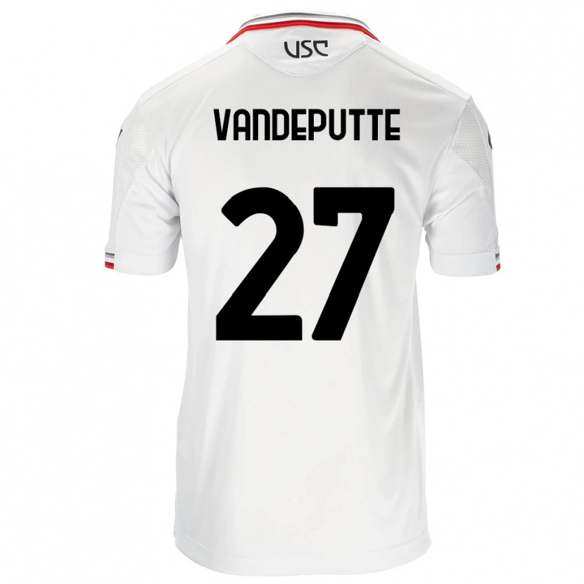 Danxen Homme Maillot Jari Vandeputte #27 Blanc Rouge Tenues Extérieur 2025/26 T-Shirt
