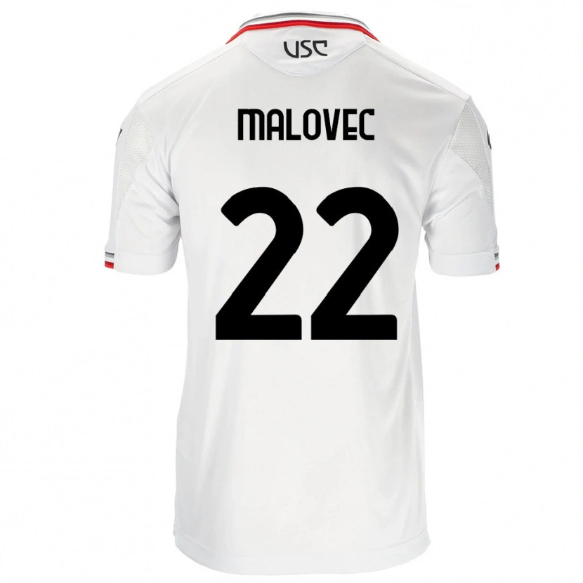 Danxen Homme Maillot Adrian Malovec #22 Blanc Rouge Tenues Extérieur 2025/26 T-Shirt