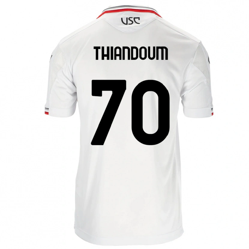 Danxen Homme Maillot Omar Thiandoum #70 Blanc Rouge Tenues Extérieur 2025/26 T-Shirt