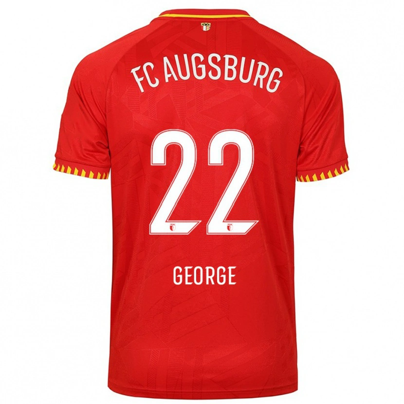 Danxen Homme Maillot Noah George #22 Rouge Jaune Tenues Extérieur 2025/26 T-Shirt
