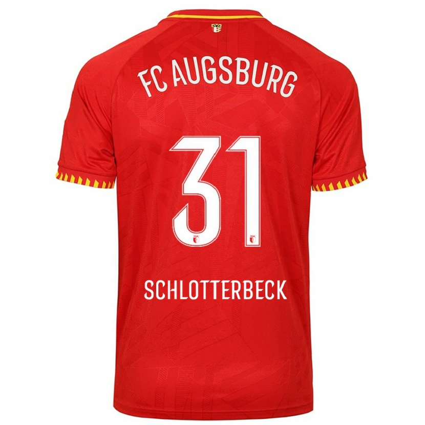 Danxen Homme Maillot Keven Schlotterbeck #31 Rouge Jaune Tenues Extérieur 2025/26 T-Shirt