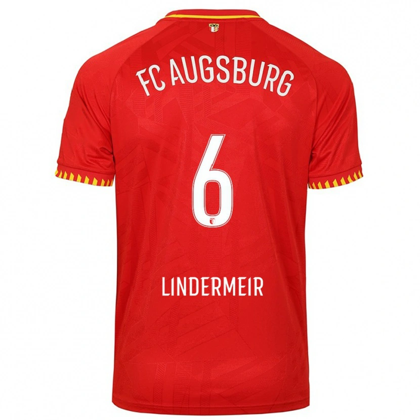 Danxen Homme Maillot Dominik Lindermeir #6 Rouge Jaune Tenues Extérieur 2025/26 T-Shirt