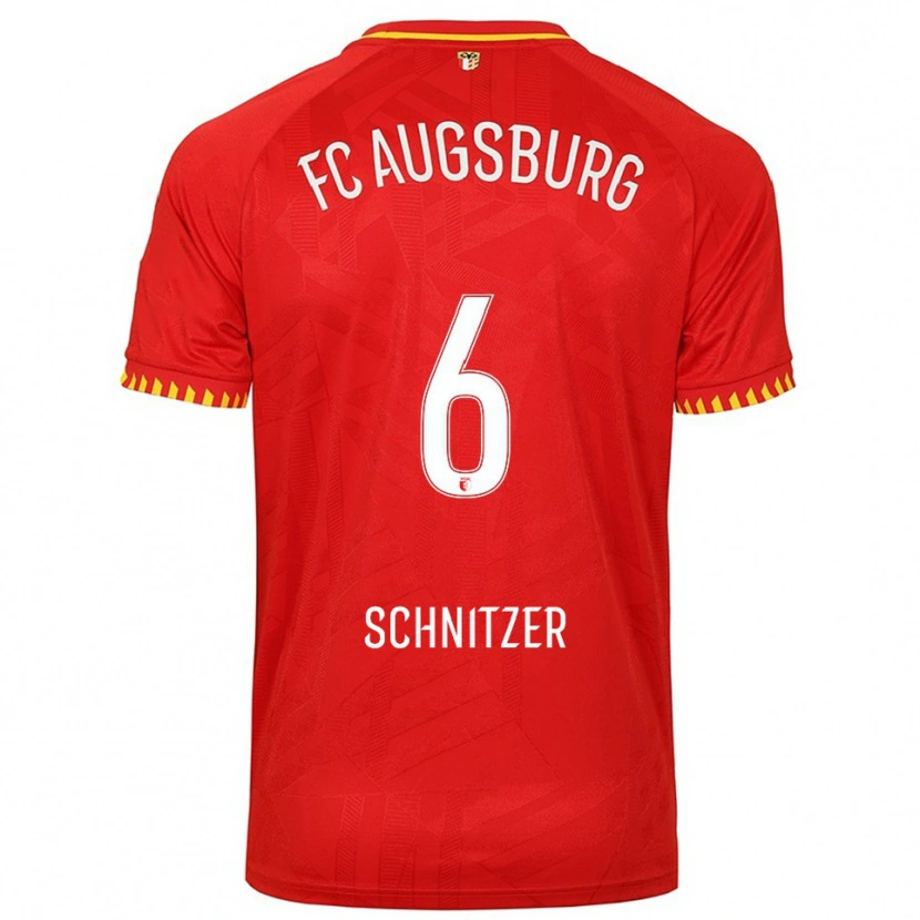 Danxen Homme Maillot Tim Schnitzer #6 Rouge Jaune Tenues Extérieur 2025/26 T-Shirt