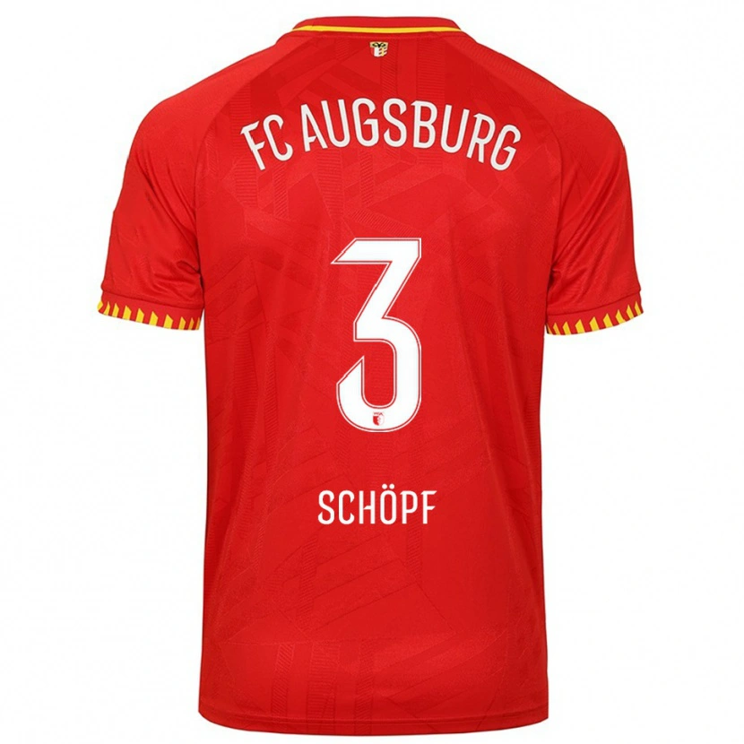 Danxen Homme Maillot Julia Schöpf #3 Rouge Jaune Tenues Extérieur 2025/26 T-Shirt