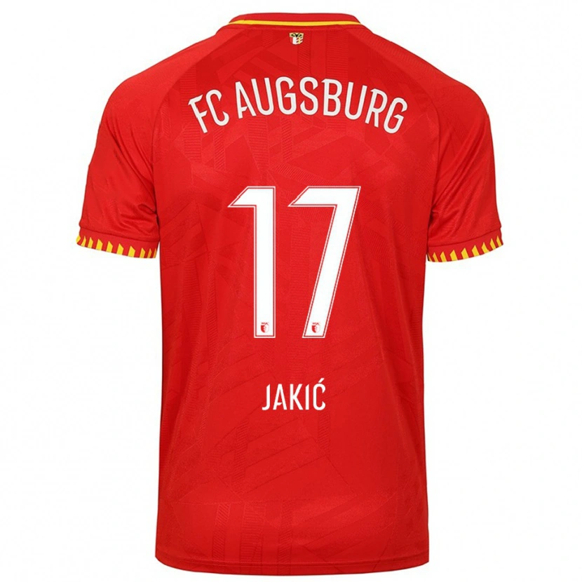 Danxen Homme Maillot Kristijan Jakic #17 Rouge Jaune Tenues Extérieur 2025/26 T-Shirt