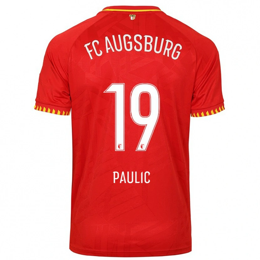 Danxen Homme Maillot Anthony Paulic #19 Rouge Jaune Tenues Extérieur 2025/26 T-Shirt