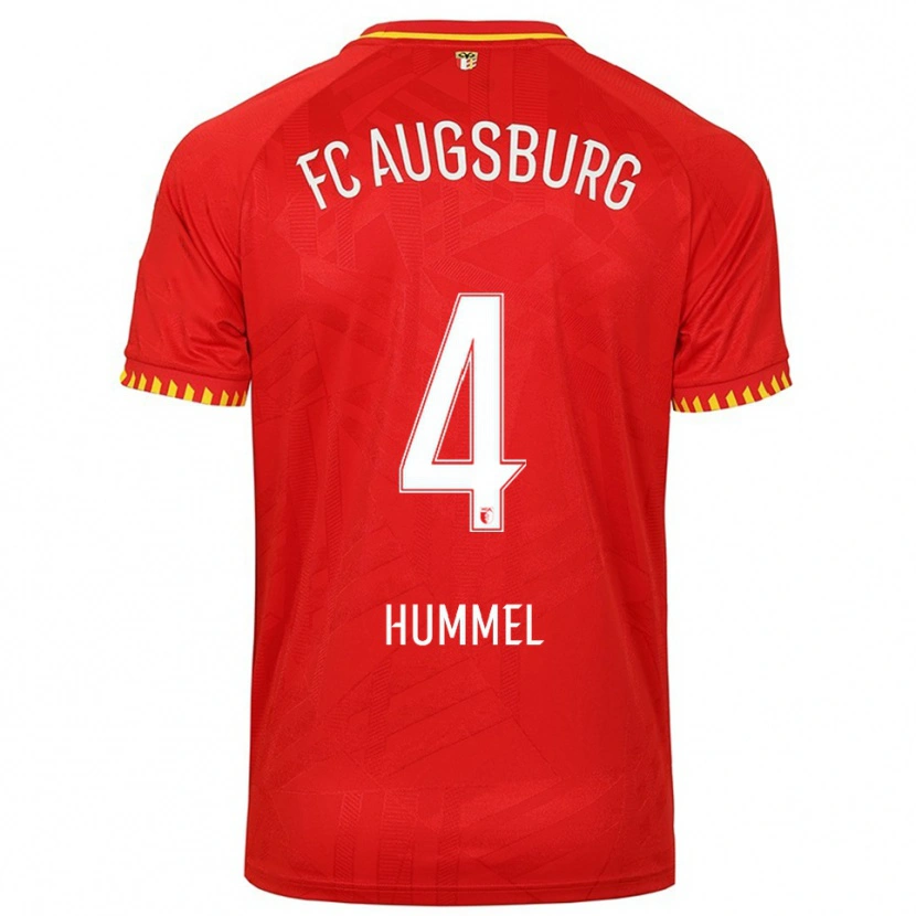 Danxen Homme Maillot Niklas Hummel #4 Rouge Jaune Tenues Extérieur 2025/26 T-Shirt