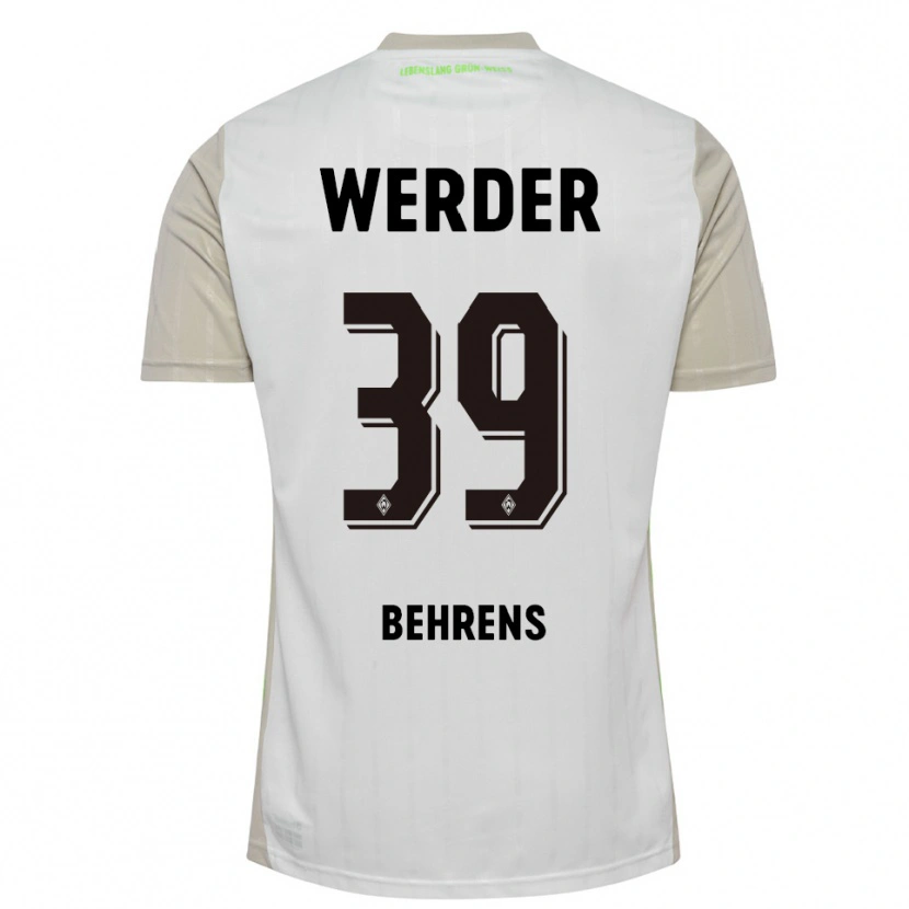 Danxen Homme Maillot Jette Behrens #39 Blanc Noir Tenues Extérieur 2025/26 T-Shirt