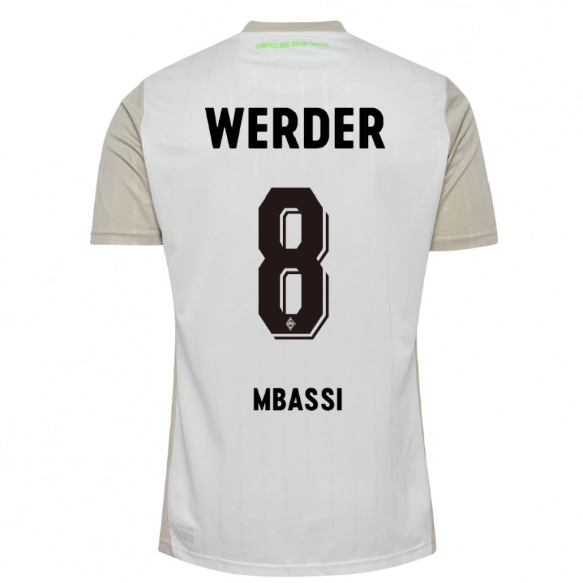Danxen Homme Maillot Mario Mbassi #8 Blanc Noir Tenues Extérieur 2025/26 T-Shirt