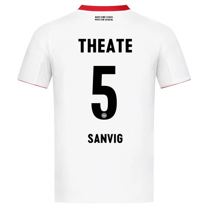 Danxen Homme Maillot Pernille Sanvig #5 Blanc Rouge Tenues Extérieur 2025/26 T-Shirt