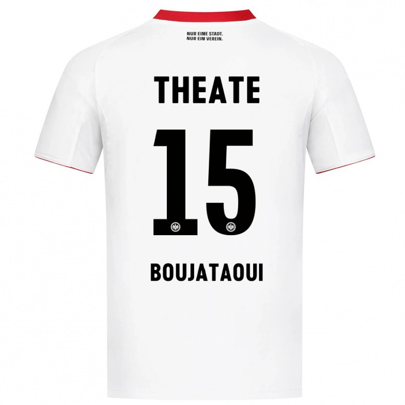 Danxen Homme Maillot Tarik Boujataoui #15 Blanc Rouge Tenues Extérieur 2025/26 T-Shirt