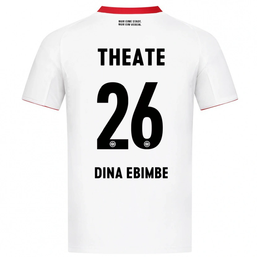 Danxen Homme Maillot Junior Dina Ebimbe #26 Blanc Rouge Tenues Extérieur 2025/26 T-Shirt