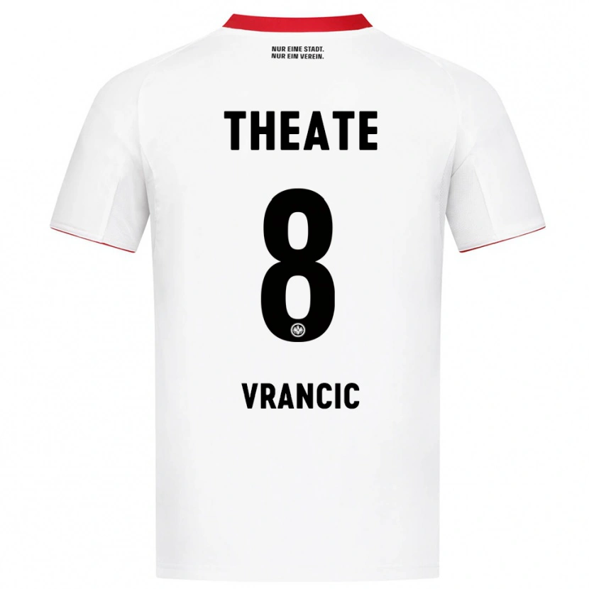 Danxen Homme Maillot Mario Vrancic #8 Blanc Rouge Tenues Extérieur 2025/26 T-Shirt