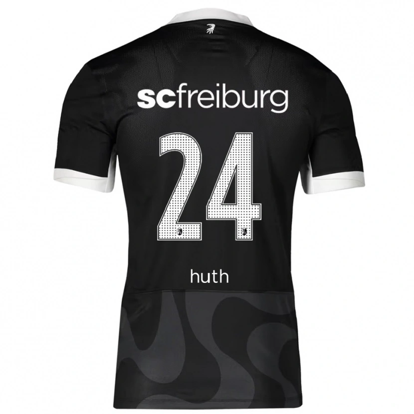Danxen Homme Maillot Jannik Huth #24 Noir Blanc Tenues Extérieur 2025/26 T-Shirt