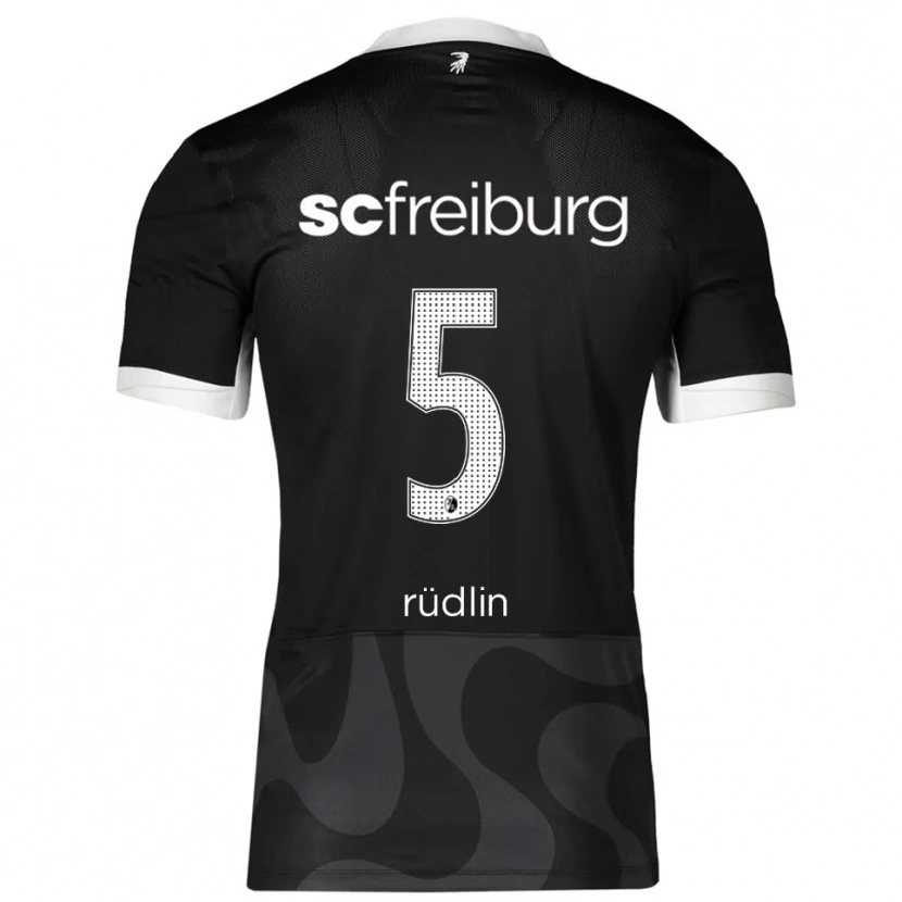 Danxen Homme Maillot Fabian Rüdlin #5 Noir Blanc Tenues Extérieur 2025/26 T-Shirt
