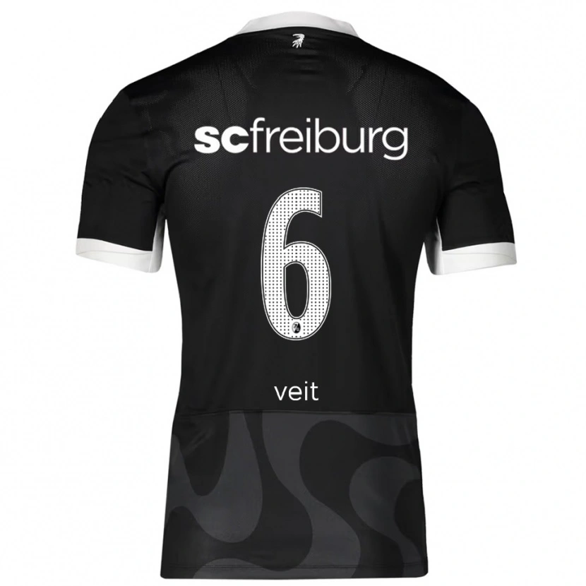 Danxen Homme Maillot Jannik Veit #6 Noir Blanc Tenues Extérieur 2025/26 T-Shirt